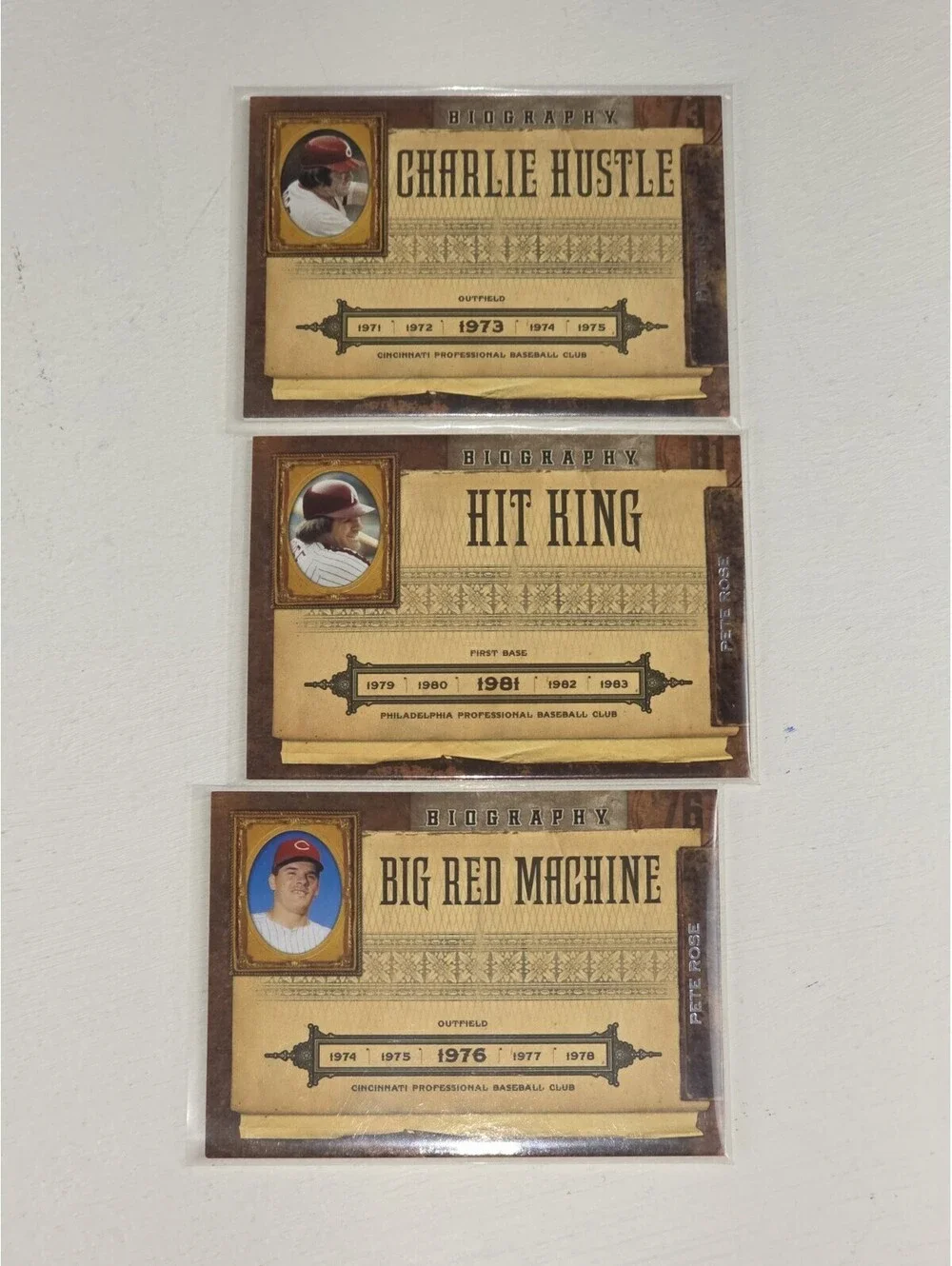 2008 PLAYOFF PRIME CUTS BIOGRAPHY Lot PETE ROSE Charlie Hustle Hit King Red Card